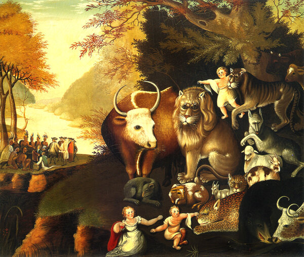 牛与狮子油画图片