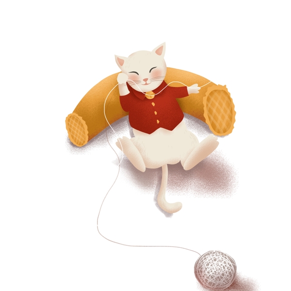 玩毛线球的小猪女孩图案元素
