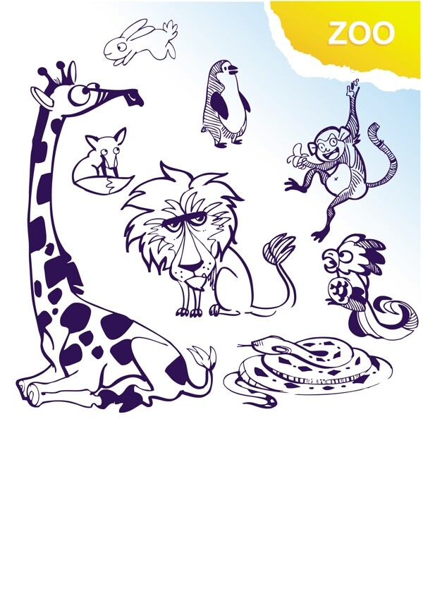 手繪動物線條