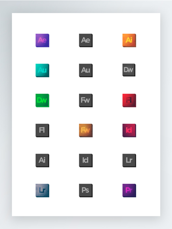 Adobe设计产品阴影效果图标集