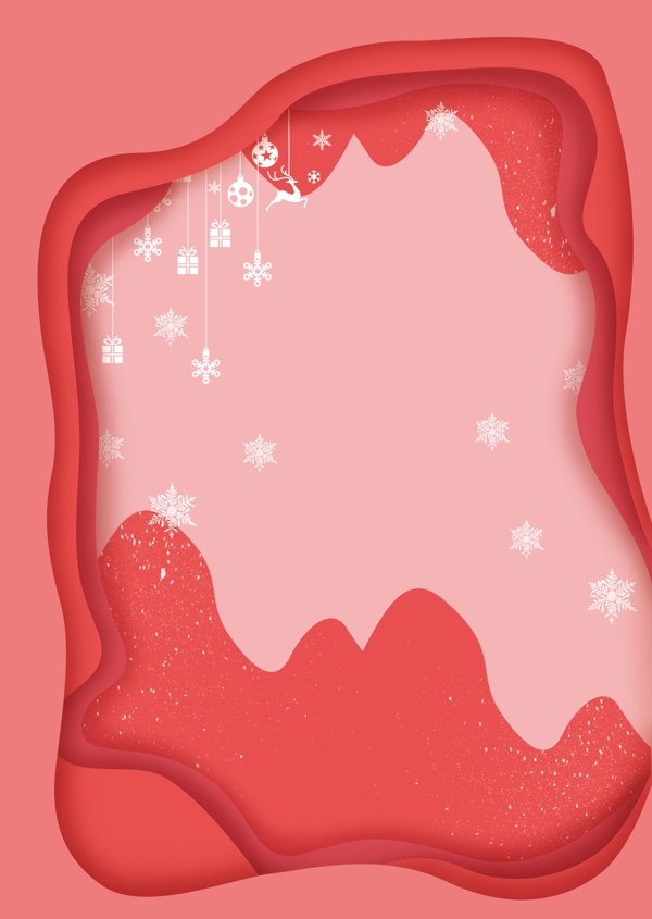 剪纸风红色圣诞主题背景设计