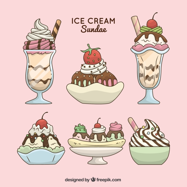 美味的夏季甜点冰淇淋矢量素材