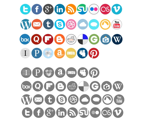 圆形网页社交多媒体icon图标素材