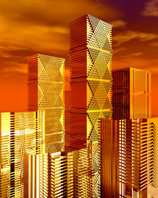 商業(yè)空間樓房建筑效果圖高樓大廈高科技區(qū)水滴科幻