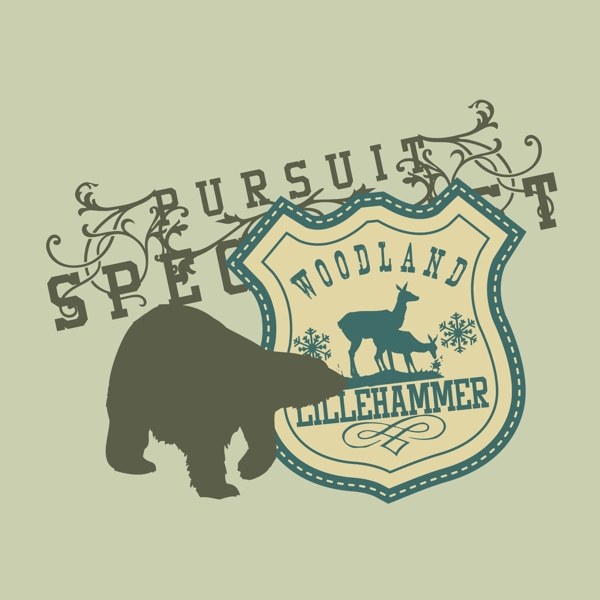 印花矢量图T恤图案图文结合动物熊免费素材