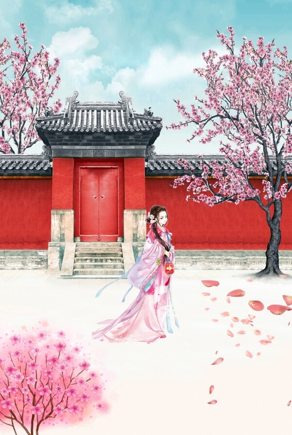 中国文化彩绘背景
