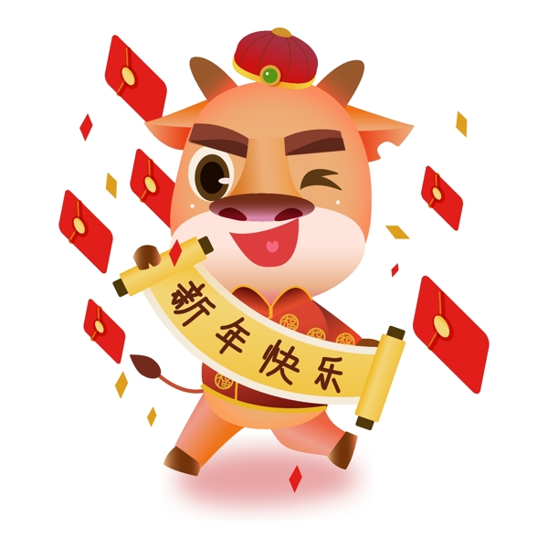 春節(jié)動漫牛形象圖片