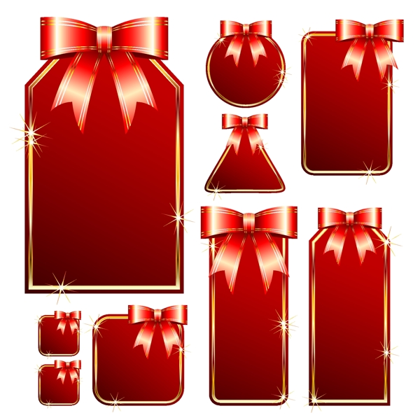 節(jié)日絲帶蝴蝶結(jié)標(biāo)簽吊牌矢量圖