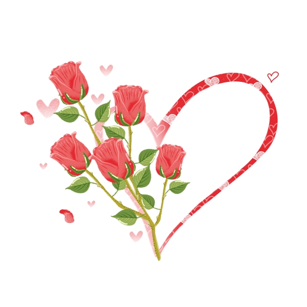 花手绘情人节浪漫玫瑰花植物花卉花朵清新心