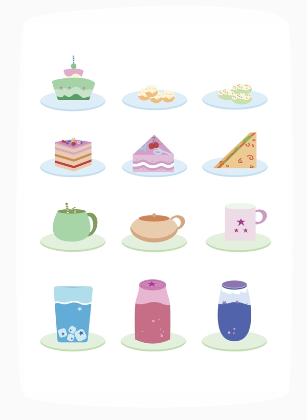 精美温馨蛋糕糕点茶点甜品插画