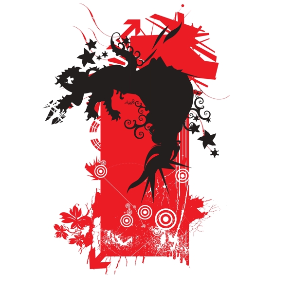 印花矢量圖時(shí)尚休閑女裝T恤圖案?jìng)€(gè)性潮流紅色免費(fèi)素材