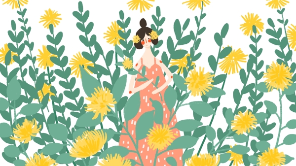 小清新唯美秋天黄色菊花丛中的女孩