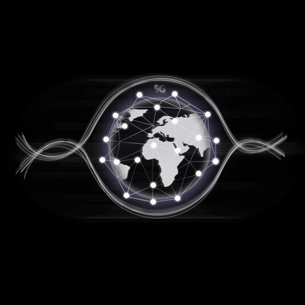 5G银紫发光地球光线流未来科技图案