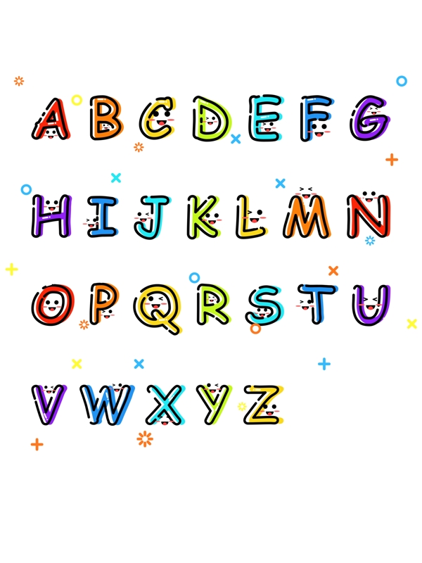 MBE艺术字母风格可爱卡通彩色可商用元素