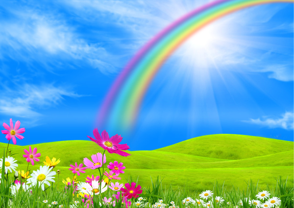 草原美丽彩虹图片