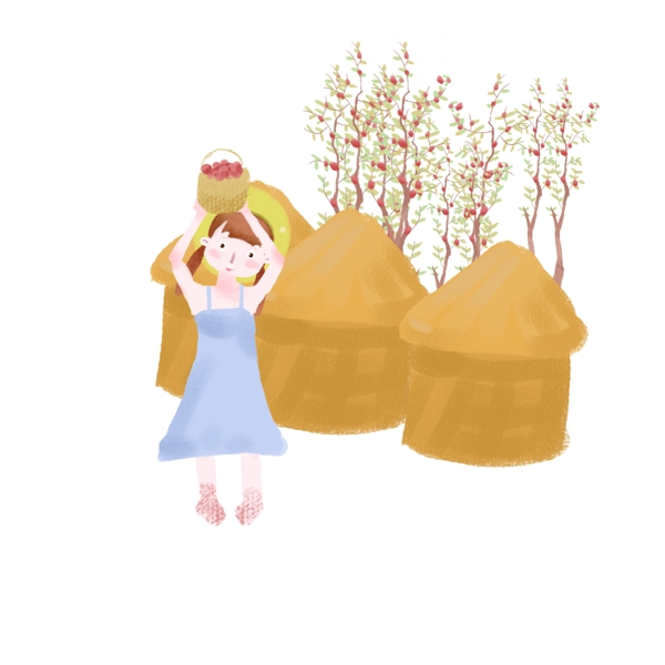 24節(jié)氣之立秋女孩可商用元素