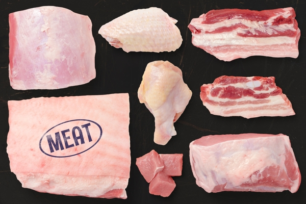 高清新拍新鲜猪肉鸡肉食物素材