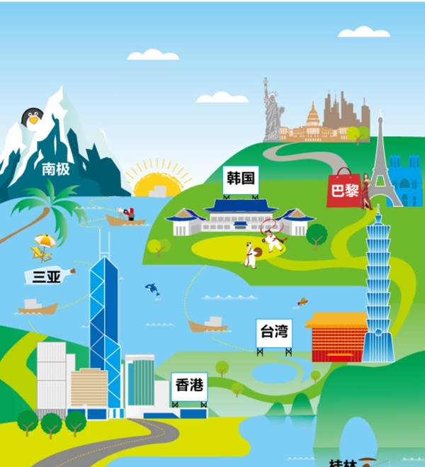 矢量旅游插畫圖片