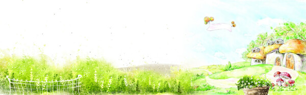 清新綠色大樹淘寶全屏banner背景
