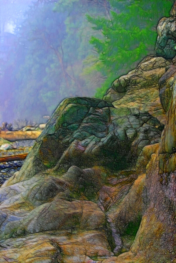 油画岩石图片