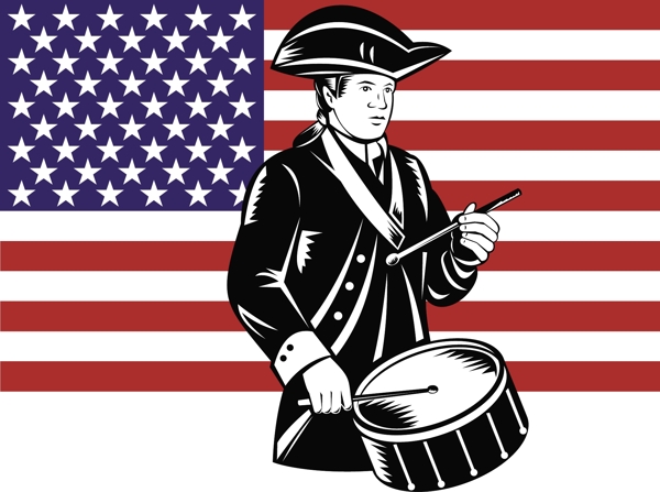 美国爱国者鼓手星条旗标志