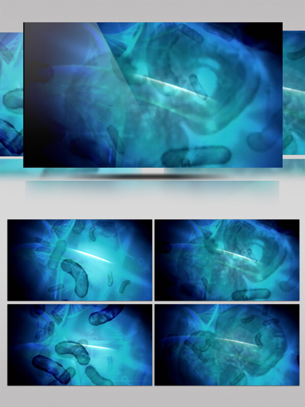 蓝色阿米巴虫蠕虫及其DNA螺旋视频