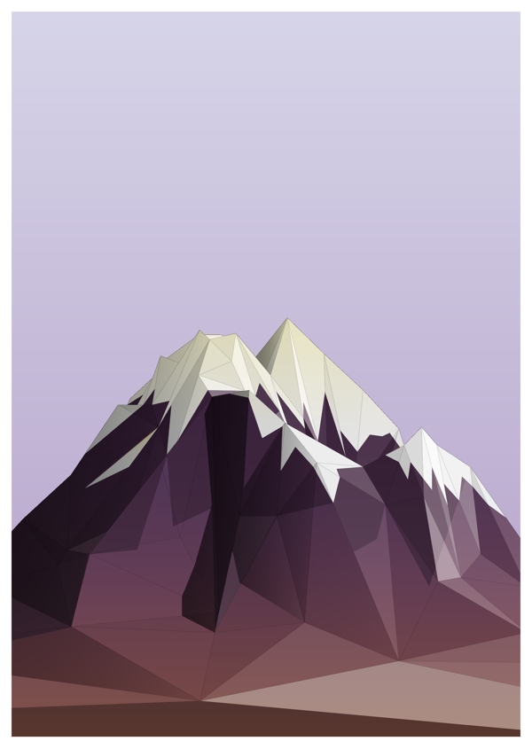 立體扁平雪山