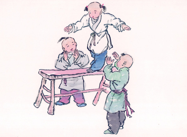 兒童雜技沿板凳