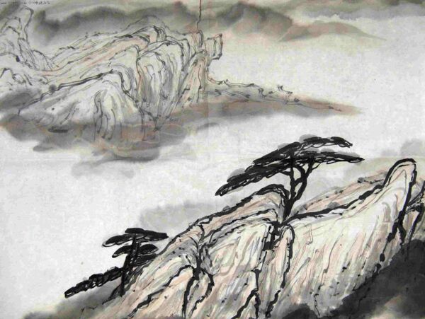 水墨松山