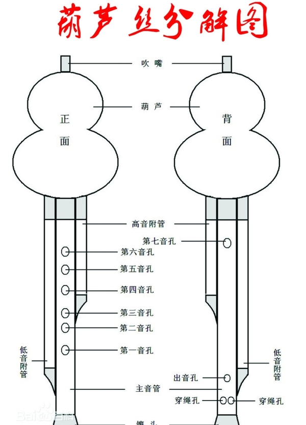 葫蘆絲分解圖圖片