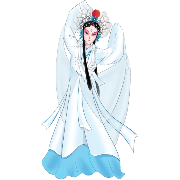 京剧花旦白蛇传白色蓝色脸谱戏剧节人物图标