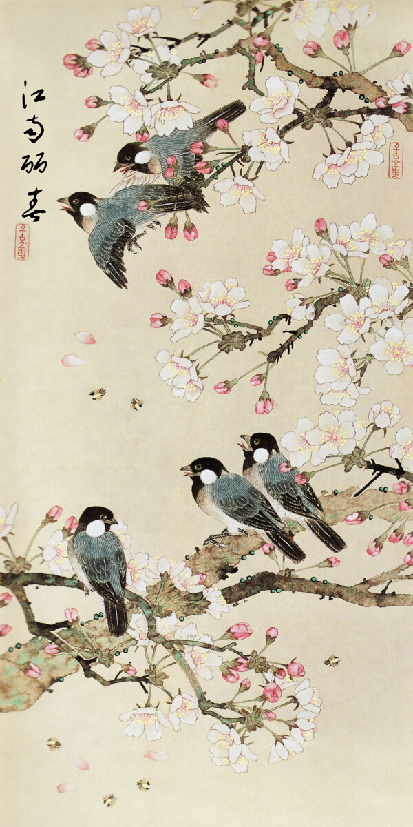 花卉鳥兒背景墻