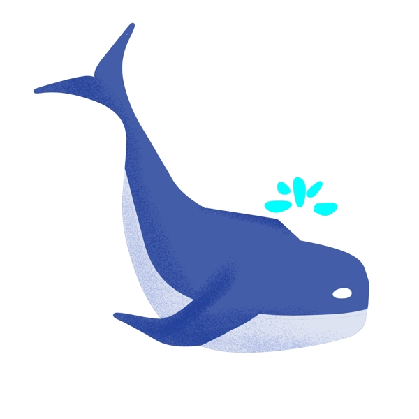 手绘下潜的鲸鱼插画