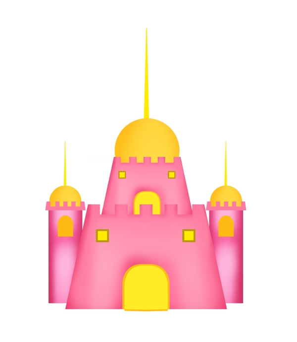 粉色城堡建筑插画