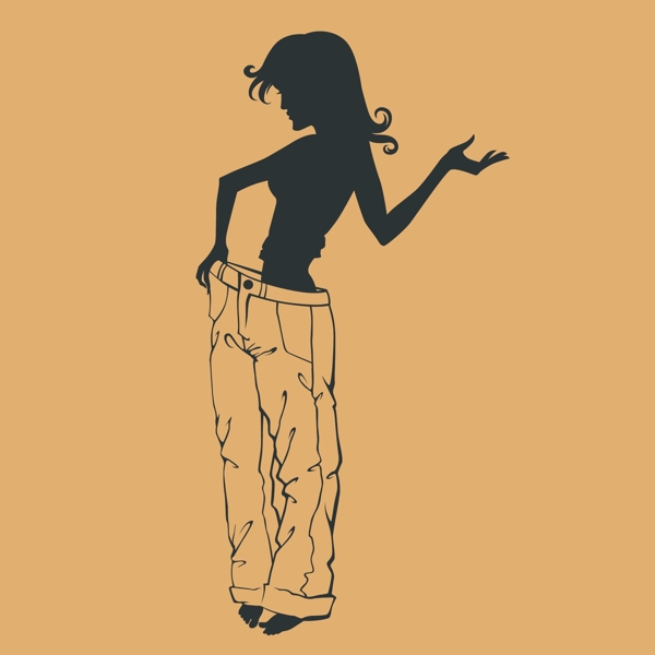 印花矢量圖人物女人色彩棕色免費(fèi)素材