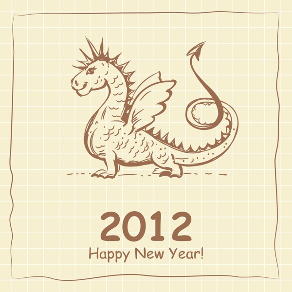 2012卡通龍賀卡矢量素材1