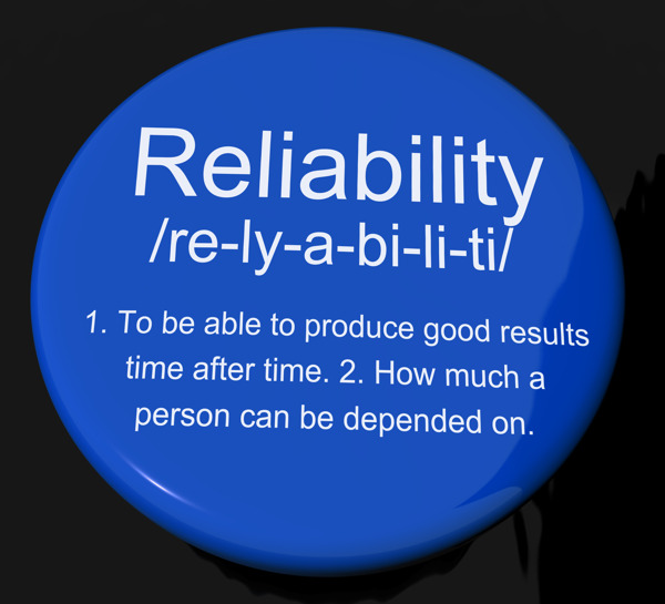 可靠性定义按钮显示信任质量和可靠性