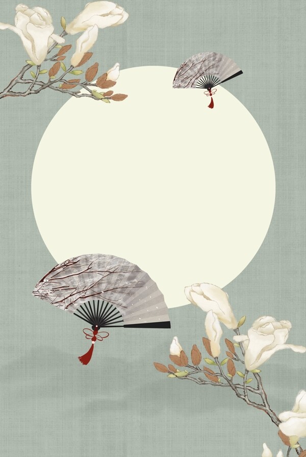 中式古典花卉中国风工笔画背景海报