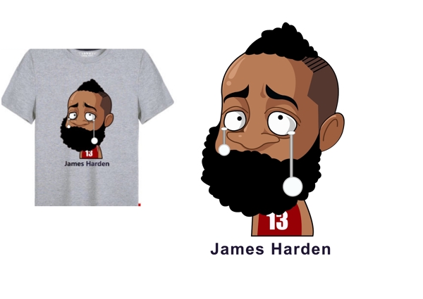 篮球T恤印花哭泣的哈登