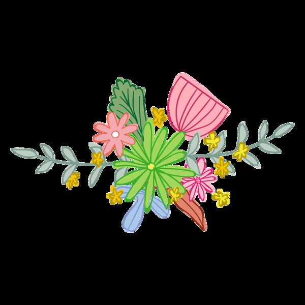 茂盛植物花卉透明装饰素材
