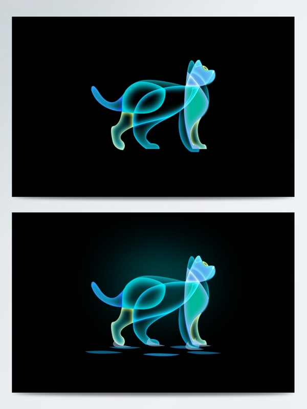 光感效果动物梦幻蓝色高光炫彩幻想之光原创可爱动物狗光效元素设计