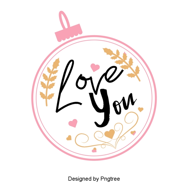 粉色铃铛黄色情人节可爱love爱心温柔贺卡花朵可爱字体设计