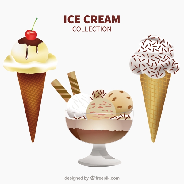 写实风格美味的冰淇淋插图矢量素材