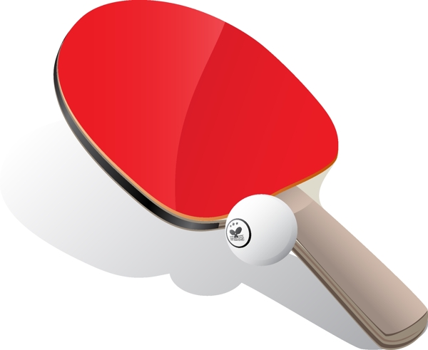 矢量红色乒乓球拍元素