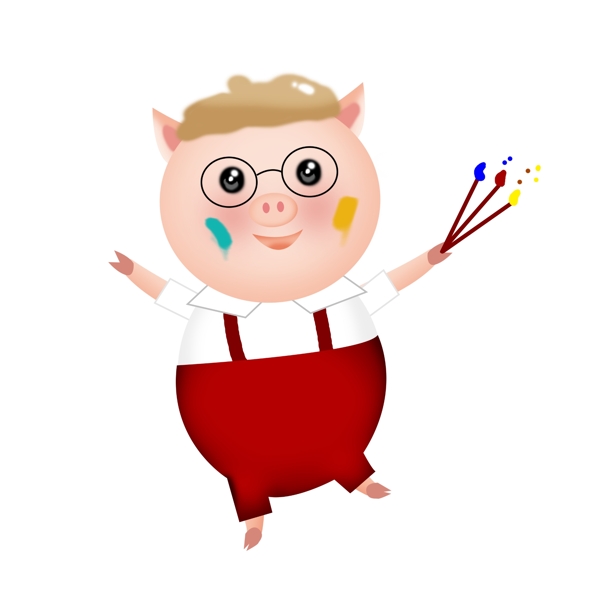 文艺猪猪新年猪画家猪插画app页面可爱猪年
