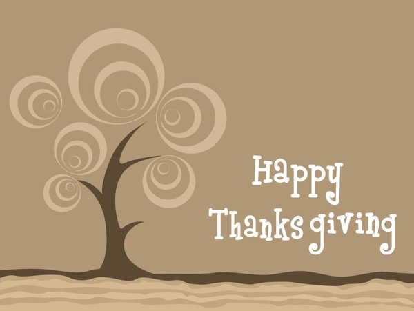 感恩节快乐的棕色背景树