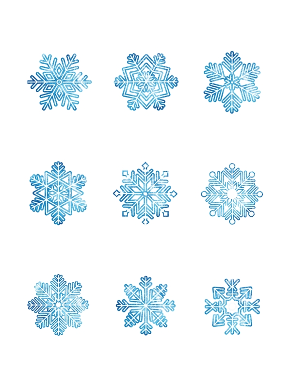 冬季蓝色几何雪花漂浮素材商用元素