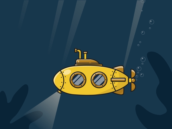 潜水艇矢量图插画图片