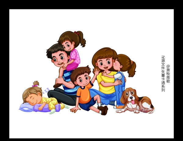 家人家庭卡通AI矢量图图片
