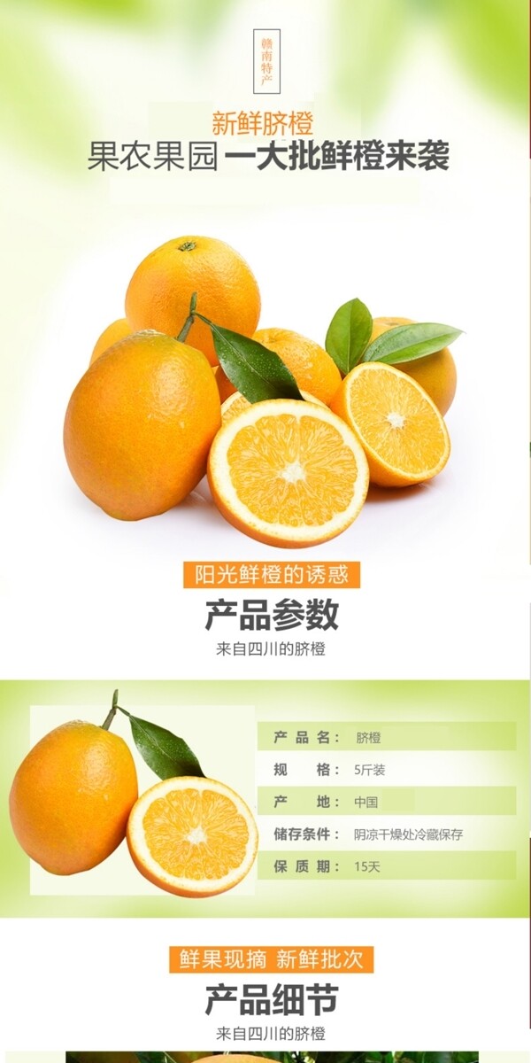 淘宝电商赣南橙柑橘橙子水果生鲜详情页
